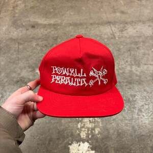 Vintage 90s Powell Peralta Skate Hat Red Snapback Y2K Skater Cap